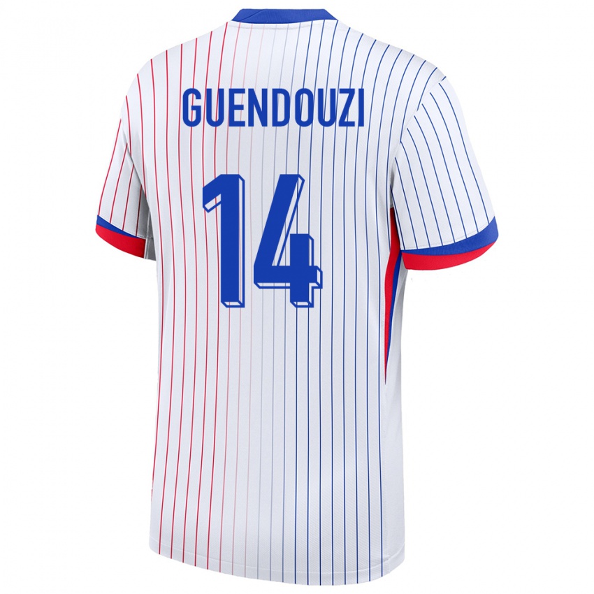 Hombre Camiseta Francia Matteo Guendouzi #14 Blanco 2ª Equipación 24-26 La Camisa Chile