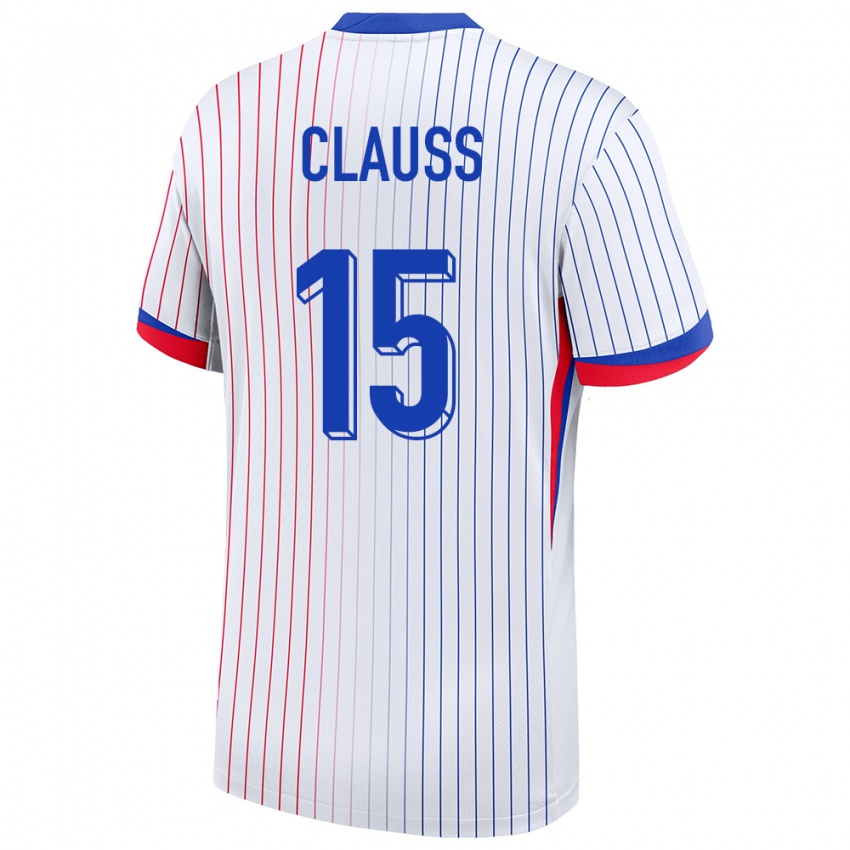 Hombre Camiseta Francia Jonathan Clauss #15 Blanco 2ª Equipación 24-26 La Camisa Chile
