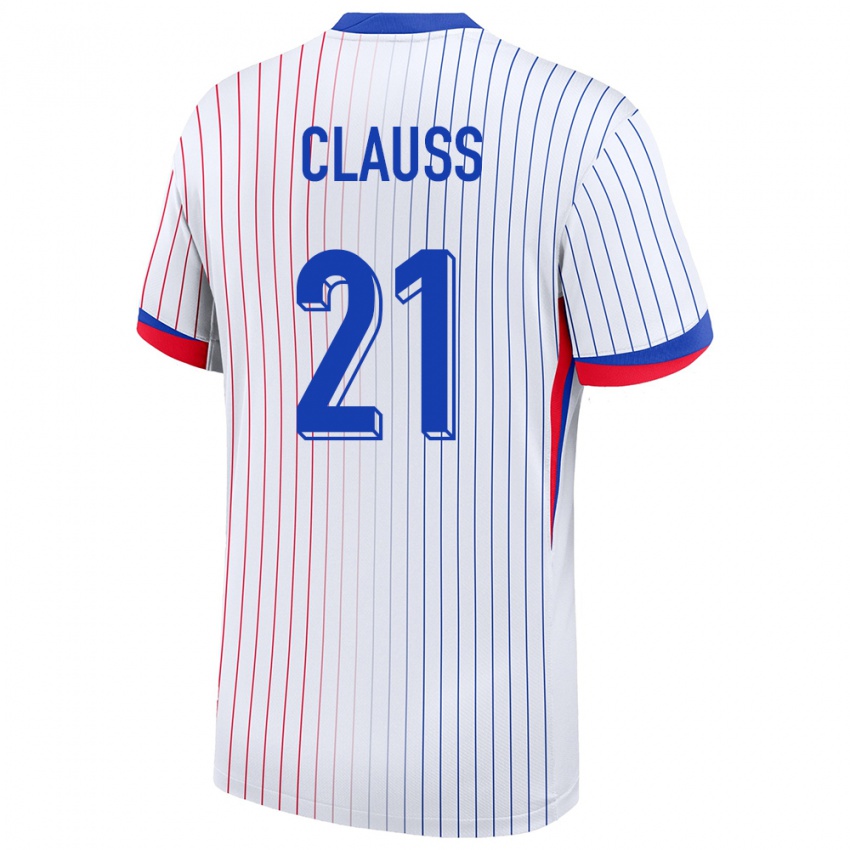 Hombre Camiseta Francia Jonathan Clauss #21 Blanco 2ª Equipación 24-26 La Camisa Chile