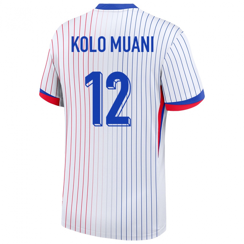 Hombre Camiseta Francia Randal Kolo Muani #12 Blanco 2ª Equipación 24-26 La Camisa Chile