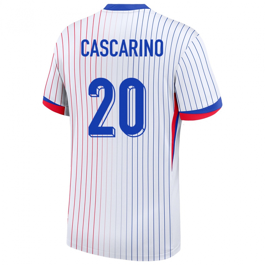 Hombre Camiseta Francia Delphine Cascarino #20 Blanco 2ª Equipación 24-26 La Camisa Chile