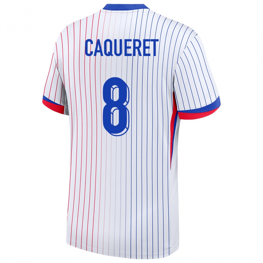 Hombre Camiseta Francia Maxence Caqueret #8 Blanco 2ª Equipación 24-26 La Camisa Chile