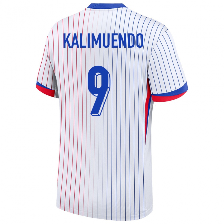 Hombre Camiseta Francia Arnaud Kalimuendo #9 Blanco 2ª Equipación 24-26 La Camisa Chile