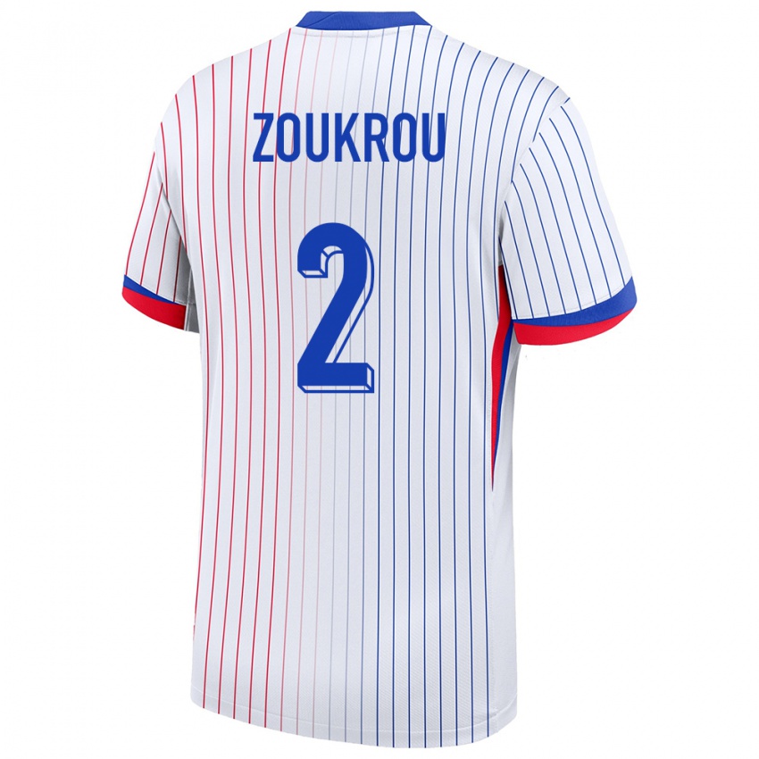 Hombre Camiseta Francia Tanguy Zoukrou #2 Blanco 2ª Equipación 24-26 La Camisa Chile