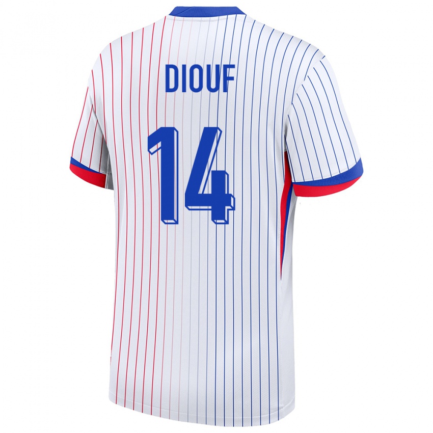 Hombre Camiseta Francia Andy Diouf #14 Blanco 2ª Equipación 24-26 La Camisa Chile