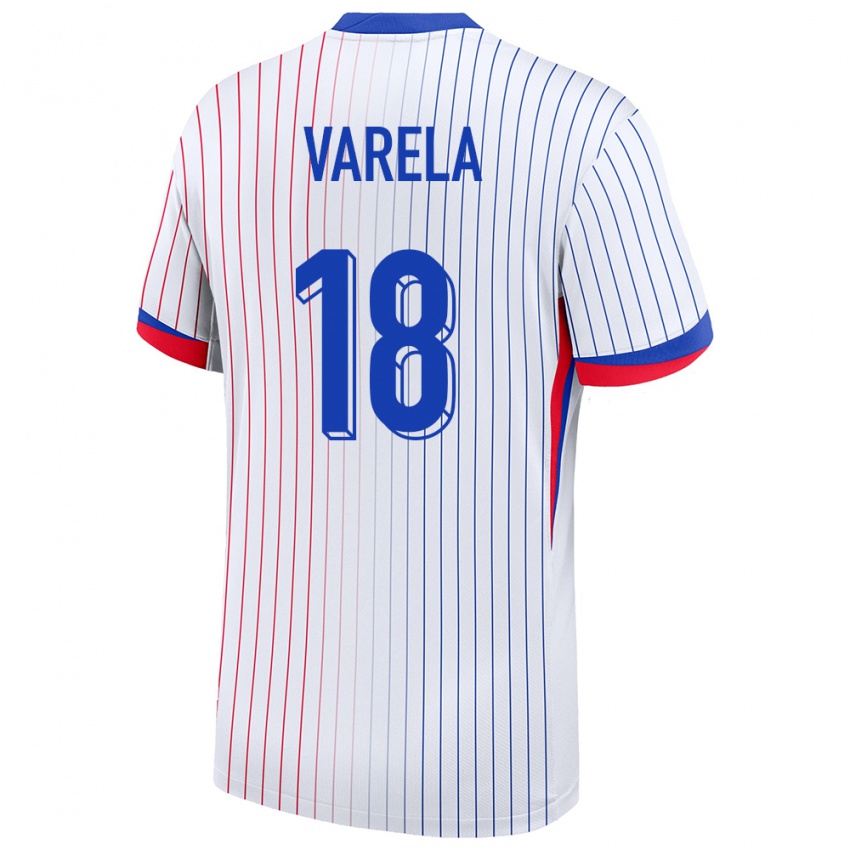 Hombre Camiseta Francia Jordan Varela #18 Blanco 2ª Equipación 24-26 La Camisa Chile
