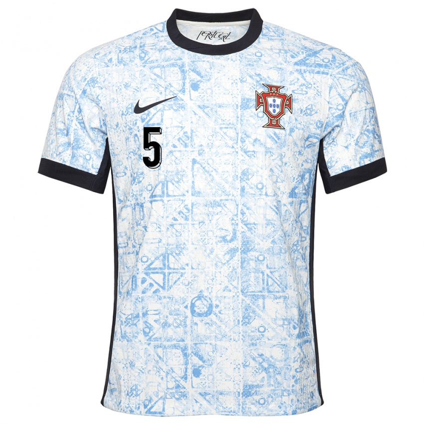 Hombre Camiseta Portugal Martim Marques #5 Crema Azul 2ª Equipación 24-26 La Camisa Chile