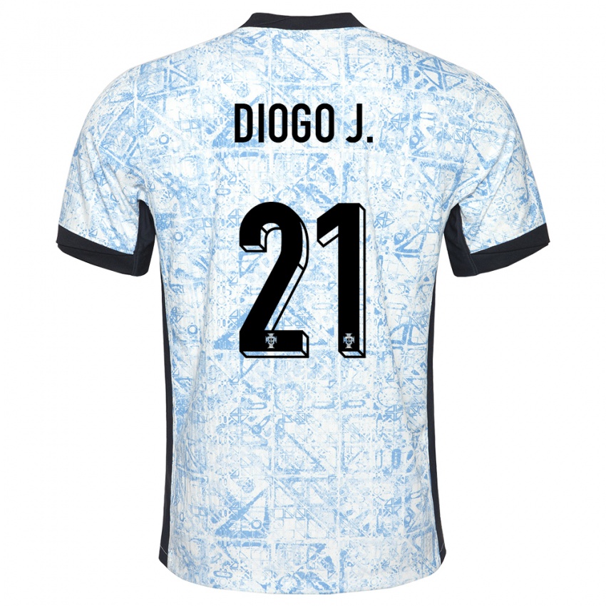 Hombre Camiseta Portugal Diogo Jota #21 Crema Azul 2ª Equipación 24-26 La Camisa Chile