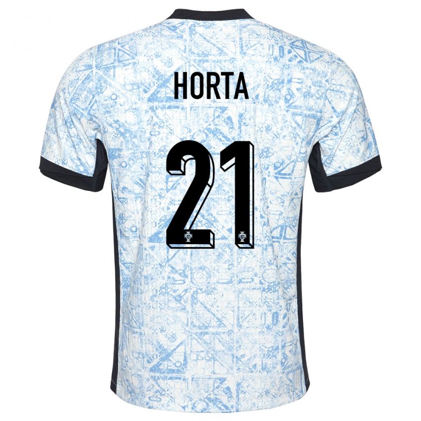 Hombre Camiseta Portugal Ricardo Horta #21 Crema Azul 2ª Equipación 24-26 La Camisa Chile