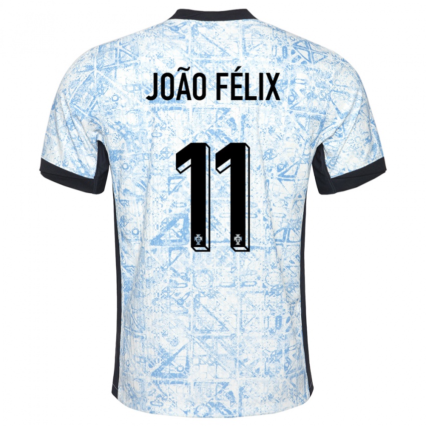 Hombre Camiseta Portugal Joao Felix #11 Crema Azul 2ª Equipación 24-26 La Camisa Chile