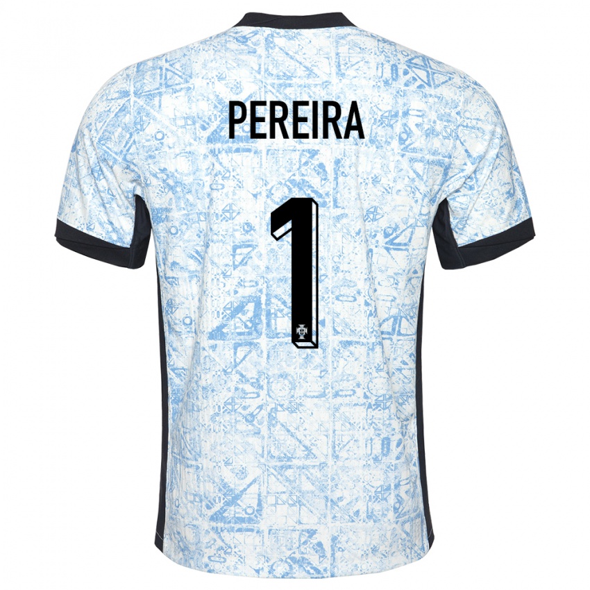 Hombre Camiseta Portugal Ines Pereira #1 Crema Azul 2ª Equipación 24-26 La Camisa Chile