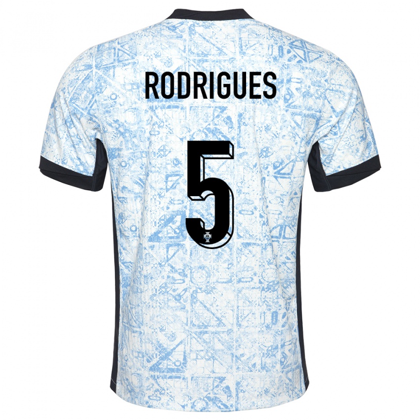 Hombre Camiseta Portugal Rafael Rodrigues #5 Crema Azul 2ª Equipación 24-26 La Camisa Chile