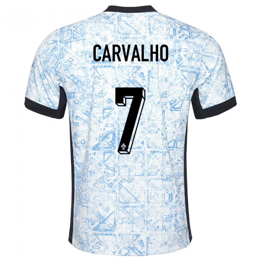 Hombre Camiseta Portugal Fabio Carvalho #7 Crema Azul 2ª Equipación 24-26 La Camisa Chile