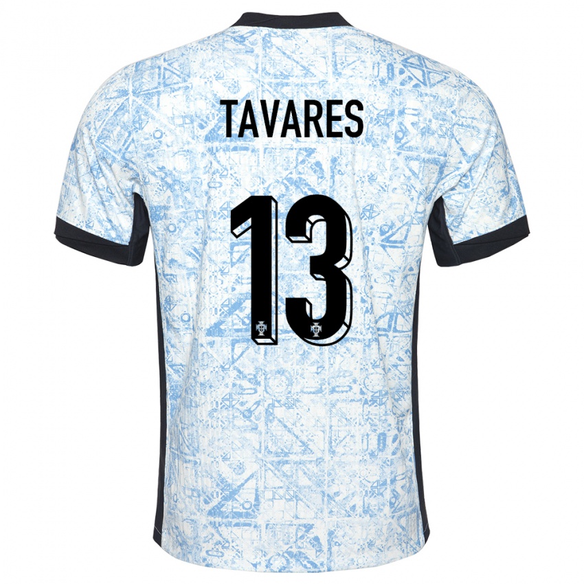 Hombre Camiseta Portugal Nuno Tavares #13 Crema Azul 2ª Equipación 24-26 La Camisa Chile