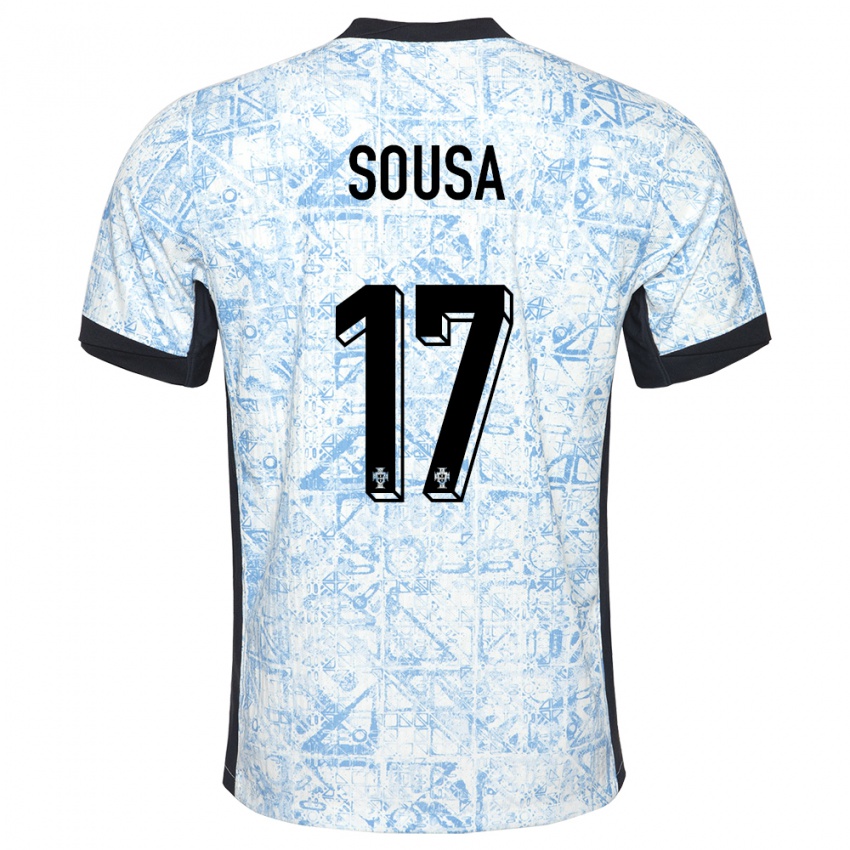 Hombre Camiseta Portugal Vasco Sousa #17 Crema Azul 2ª Equipación 24-26 La Camisa Chile