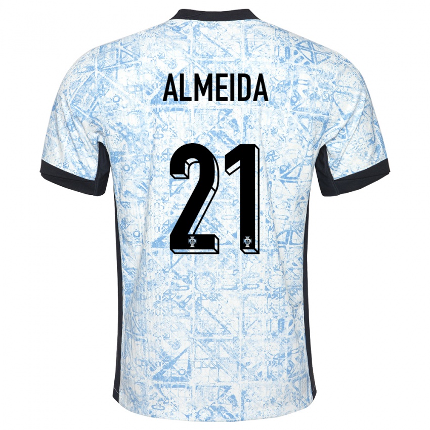 Hombre Camiseta Portugal Andre Almeida #21 Crema Azul 2ª Equipación 24-26 La Camisa Chile