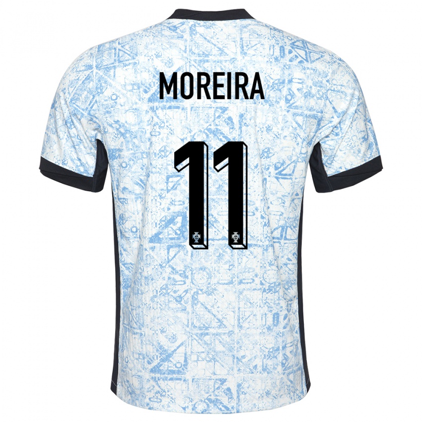 Hombre Camiseta Portugal Diego Moreira #11 Crema Azul 2ª Equipación 24-26 La Camisa Chile