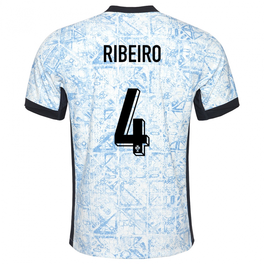 Hombre Camiseta Portugal Ricardo Ribeiro #4 Crema Azul 2ª Equipación 24-26 La Camisa Chile