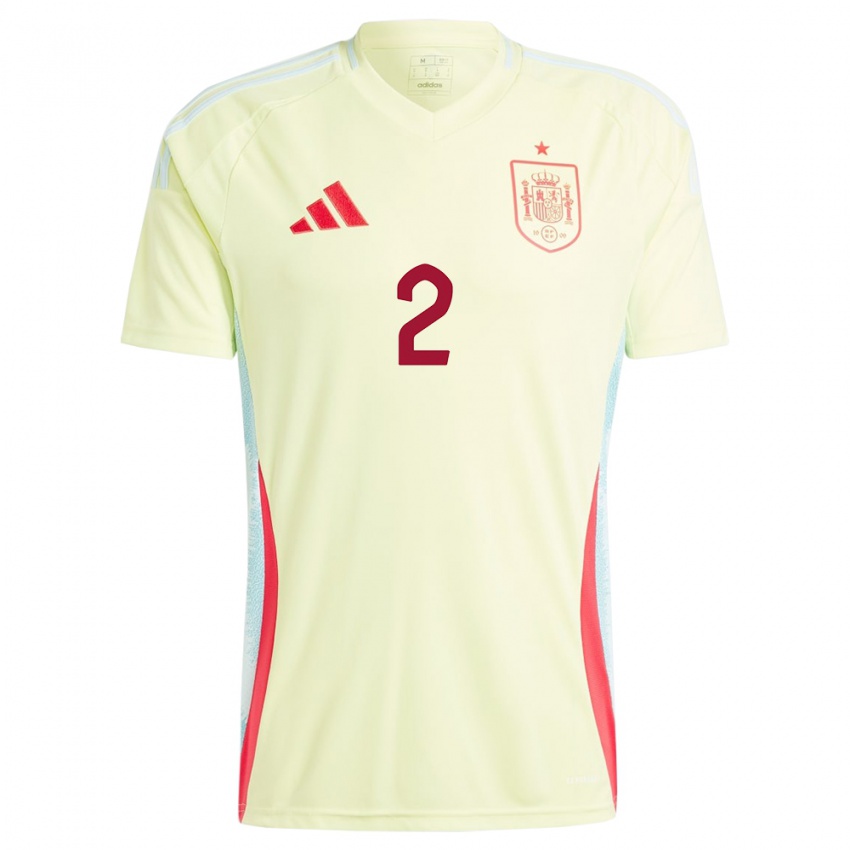 Hombre Camiseta España Cesar Azpilicueta #2 Amarillo 2ª Equipación 24-26 La Camisa Chile