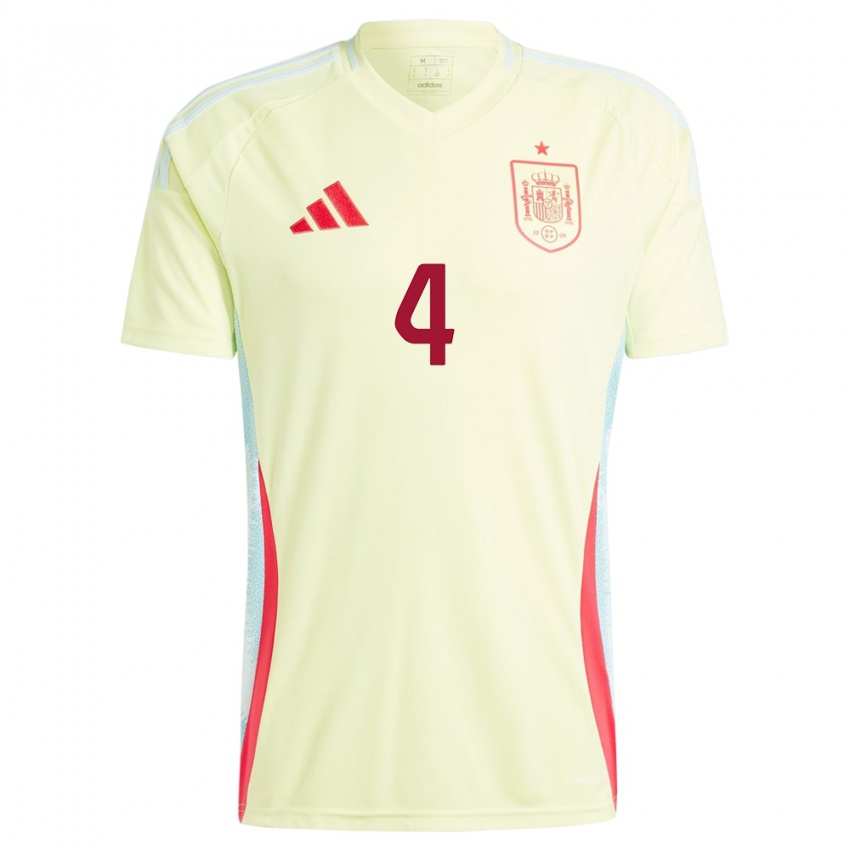 Hombre Camiseta España Irene Paredes #4 Amarillo 2ª Equipación 24-26 La Camisa Chile