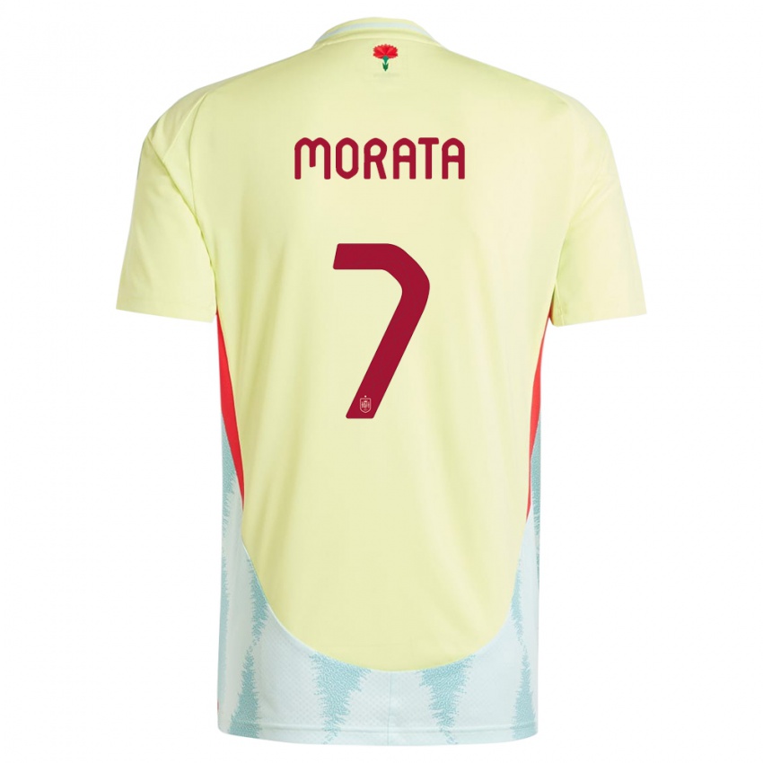 Hombre Camiseta España Alvaro Morata #7 Amarillo 2ª Equipación 24-26 La Camisa Chile