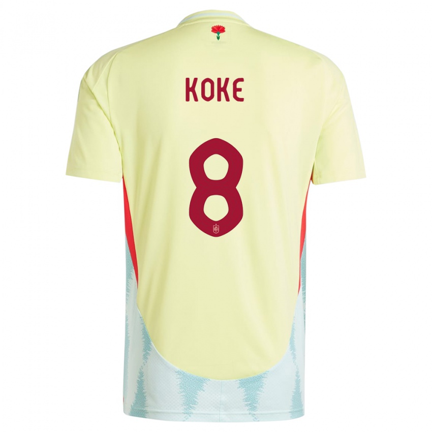 Hombre Camiseta España Koke #8 Amarillo 2ª Equipación 24-26 La Camisa Chile