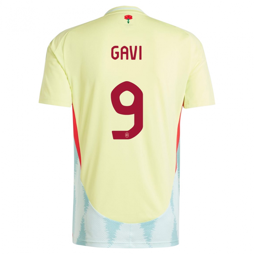 Hombre Camiseta España Gavi #9 Amarillo 2ª Equipación 24-26 La Camisa Chile