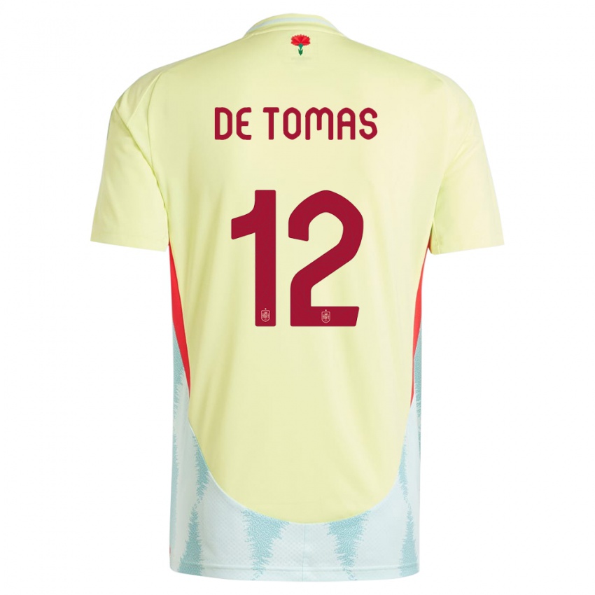 Hombre Camiseta España Raul De Tomas #12 Amarillo 2ª Equipación 24-26 La Camisa Chile