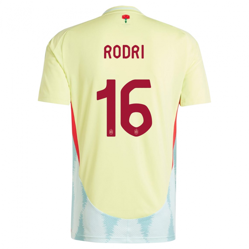 Hombre Camiseta España Rodri #16 Amarillo 2ª Equipación 24-26 La Camisa Chile