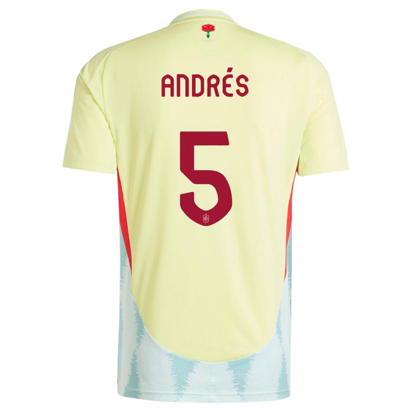 Hombre Camiseta España Ivana Andres #5 Amarillo 2ª Equipación 24-26 La Camisa Chile