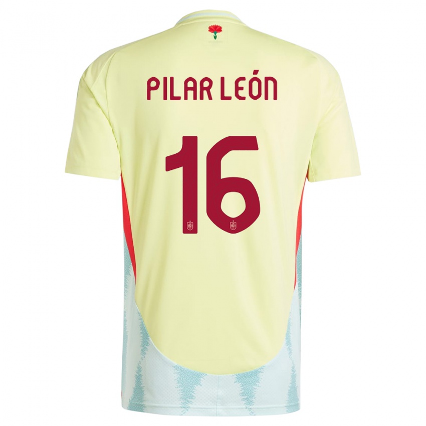 Hombre Camiseta España Maria Pilar Leon #16 Amarillo 2ª Equipación 24-26 La Camisa Chile