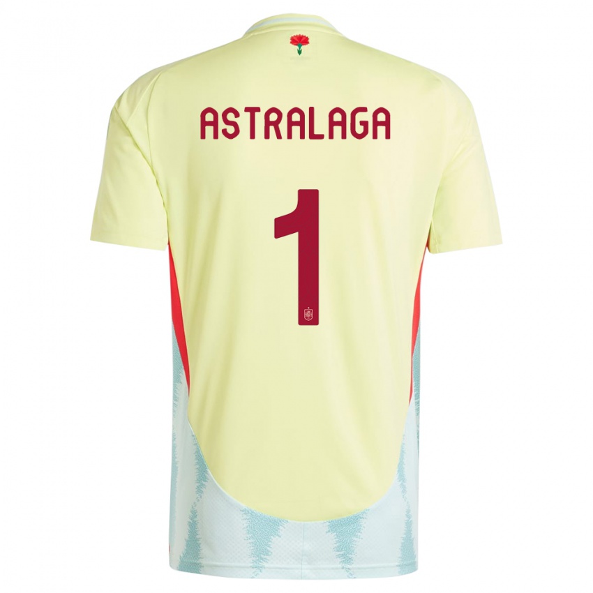 Hombre Camiseta España Ander Astralaga #1 Amarillo 2ª Equipación 24-26 La Camisa Chile