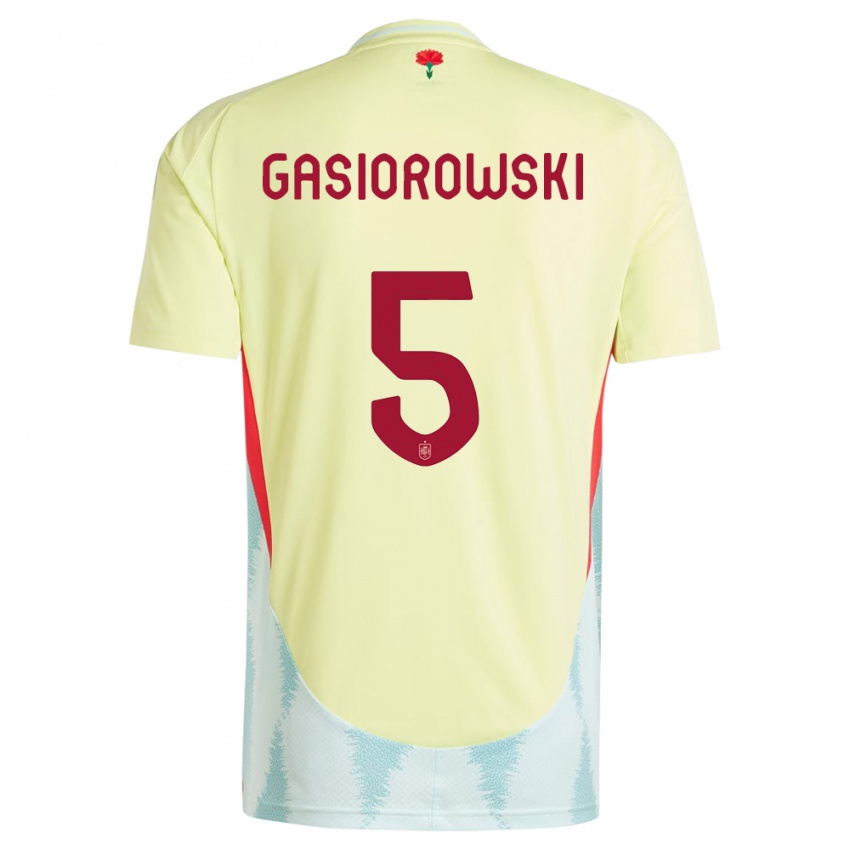 Hombre Camiseta España Yarek Gasiorowski #5 Amarillo 2ª Equipación 24-26 La Camisa Chile