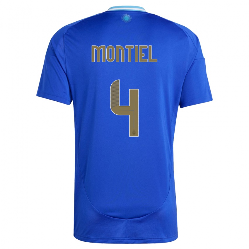 Hombre Camiseta Argentina Gonzalo Montiel #4 Azul 2ª Equipación 24-26 La Camisa Chile