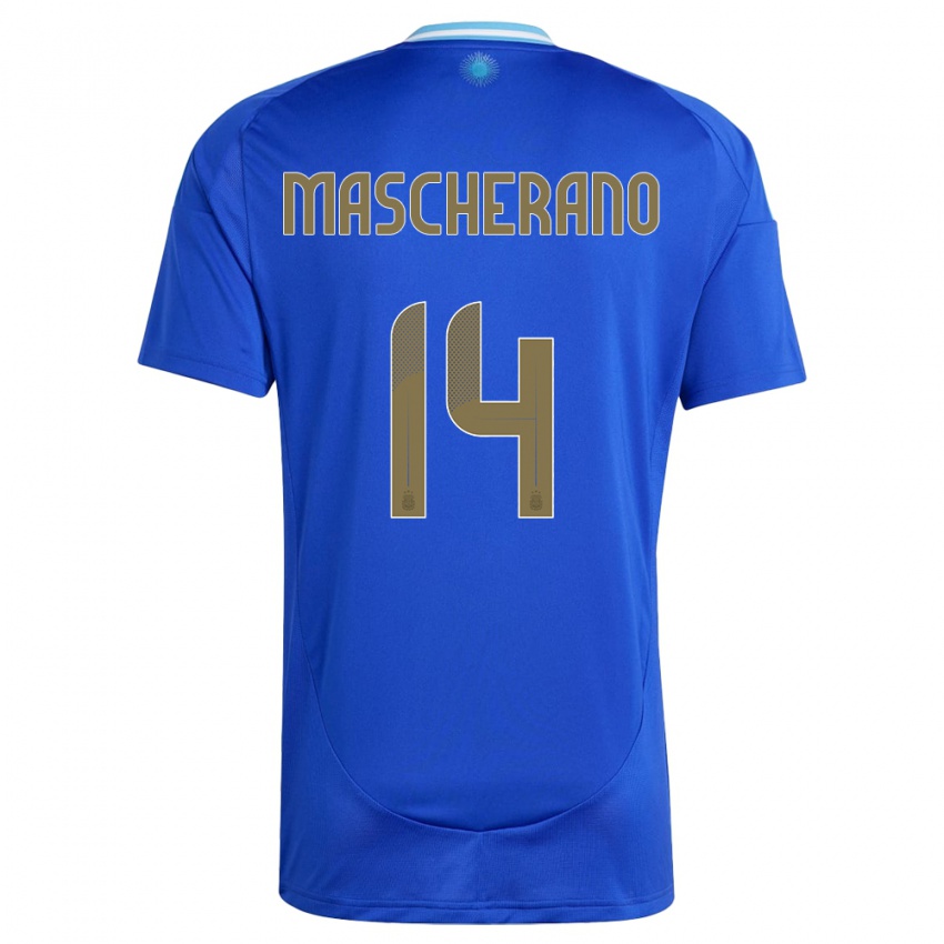 Hombre Camiseta Argentina Javier Mascherano #14 Azul 2ª Equipación 24-26 La Camisa Chile