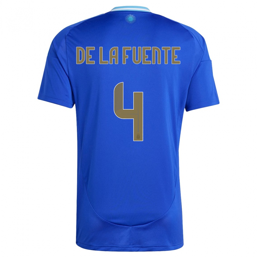 Hombre Camiseta Argentina Hernan De La Fuente #4 Azul 2ª Equipación 24-26 La Camisa Chile