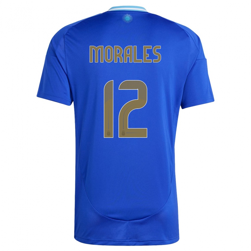 Hombre Camiseta Argentina Lautaro Morales #12 Azul 2ª Equipación 24-26 La Camisa Chile