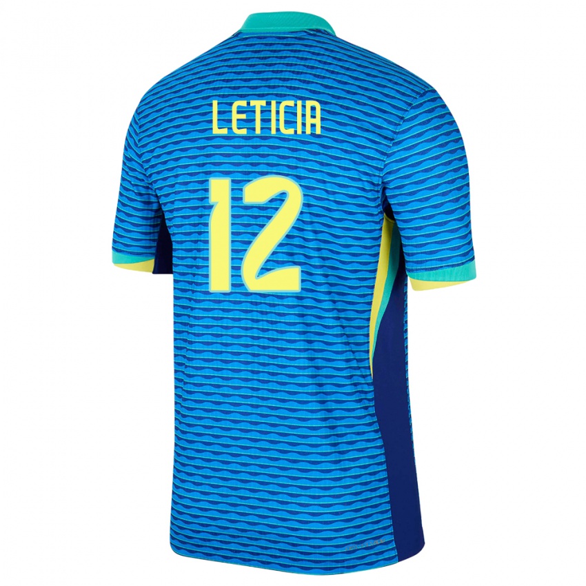 Hombre Camiseta Brasil Leticia #12 Azul 2ª Equipación 24-26 La Camisa Chile