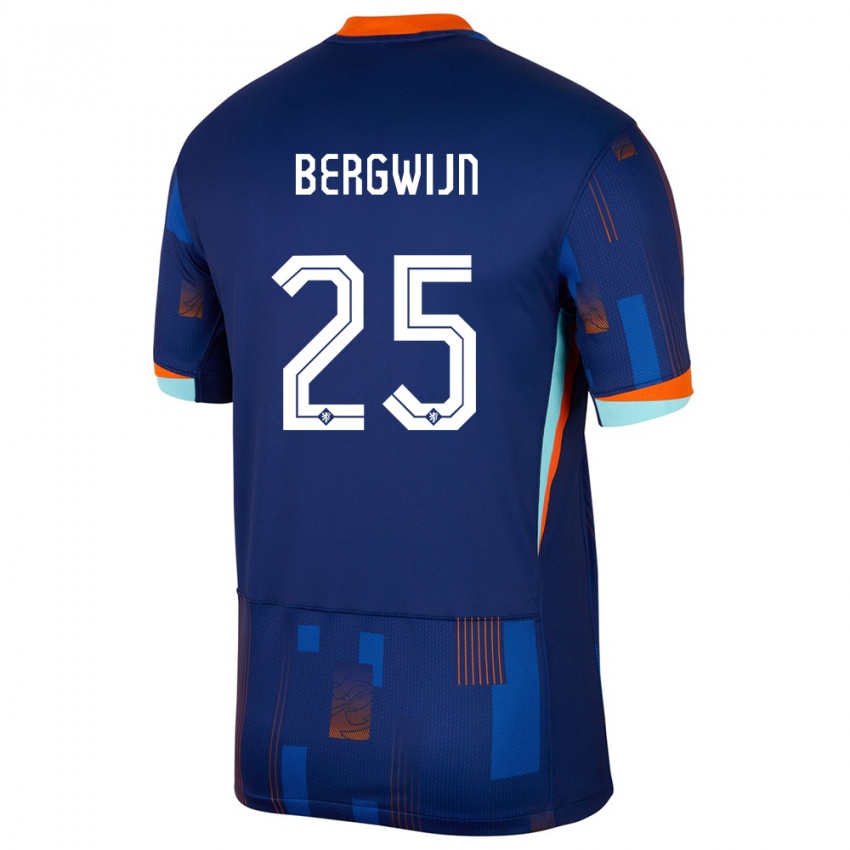 Hombre Camiseta Países Bajos Steven Bergwijn #25 Azul 2ª Equipación 24-26 La Camisa Chile