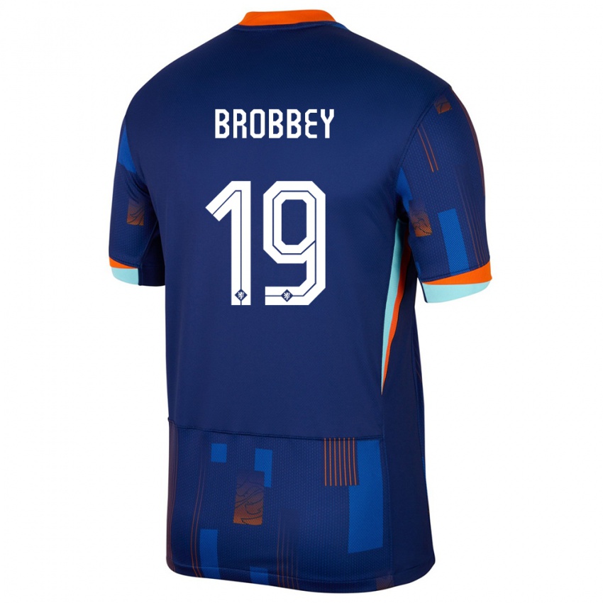 Hombre Camiseta Países Bajos Brian Brobbey #19 Azul 2ª Equipación 24-26 La Camisa Chile