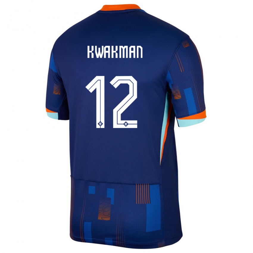 Hombre Camiseta Países Bajos Dave Kwakman #12 Azul 2ª Equipación 24-26 La Camisa Chile