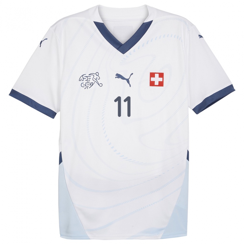 Hombre Camiseta Suiza Andrin Hunziker #11 Blanco 2ª Equipación 24-26 La Camisa Chile