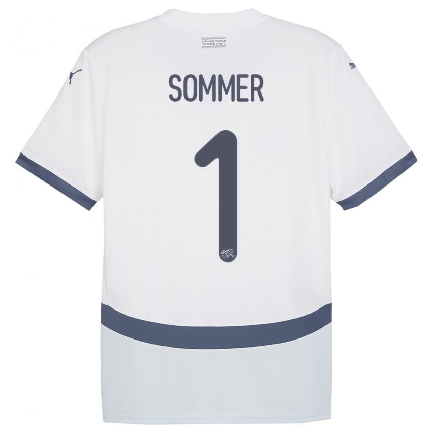 Hombre Camiseta Suiza Yann Sommer #1 Blanco 2ª Equipación 24-26 La Camisa Chile