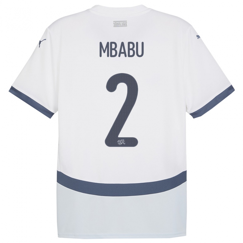 Hombre Camiseta Suiza Kevin Mbabu #2 Blanco 2ª Equipación 24-26 La Camisa Chile