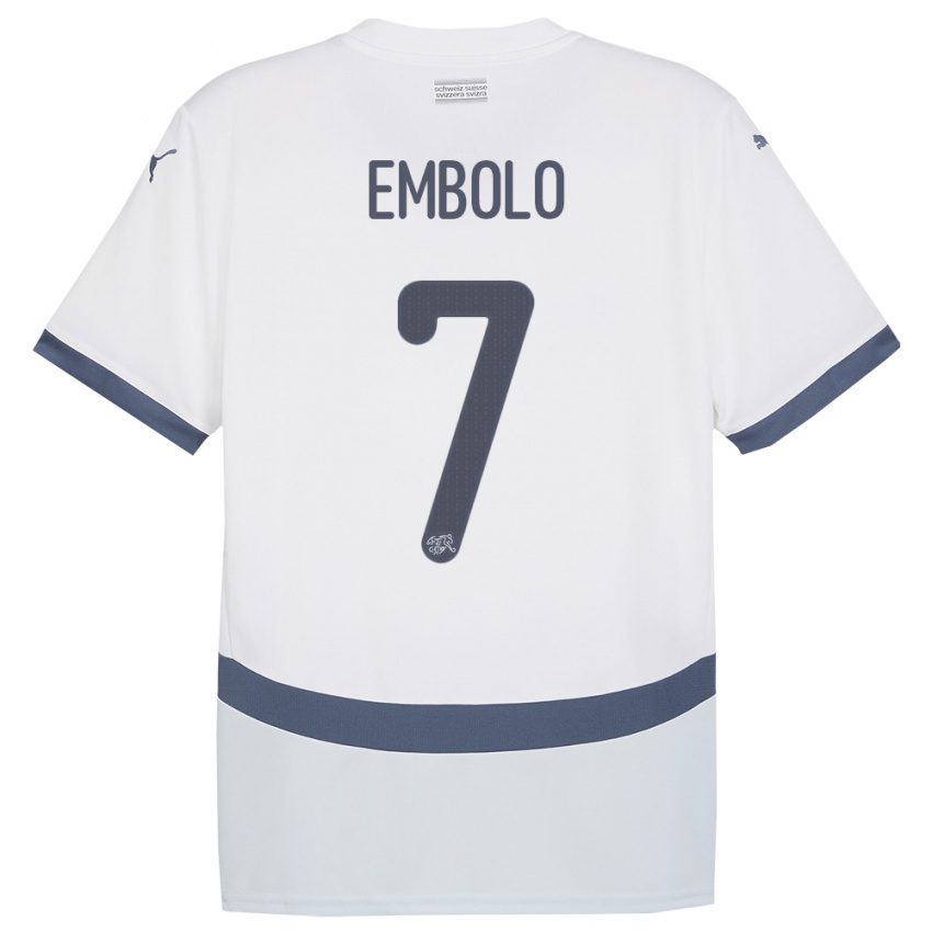 Hombre Camiseta Suiza Breel Embolo #7 Blanco 2ª Equipación 24-26 La Camisa Chile