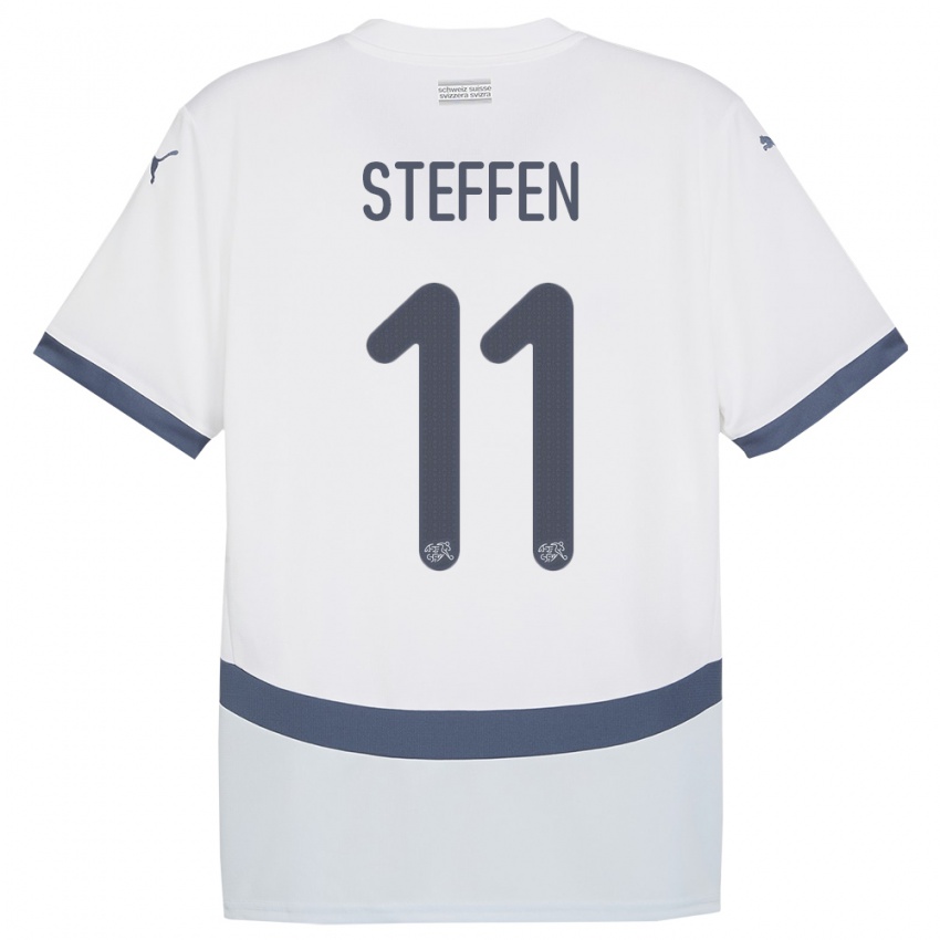 Hombre Camiseta Suiza Renato Steffen #11 Blanco 2ª Equipación 24-26 La Camisa Chile