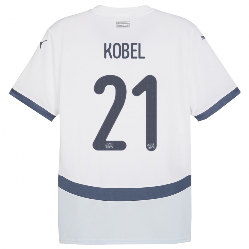 Hombre Camiseta Suiza Gregor Kobel #21 Blanco 2ª Equipación 24-26 La Camisa Chile