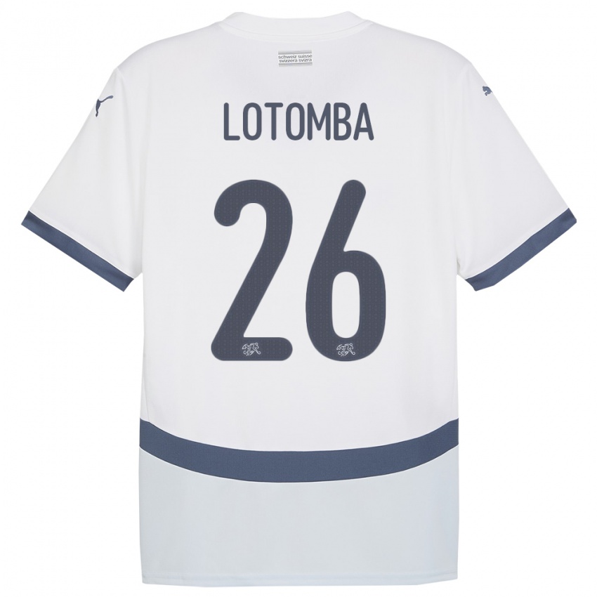 Hombre Camiseta Suiza Jordan Lotomba #26 Blanco 2ª Equipación 24-26 La Camisa Chile