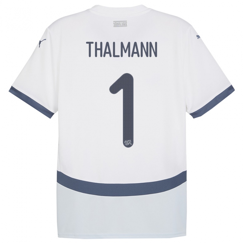 Hombre Camiseta Suiza Gaelle Thalmann #1 Blanco 2ª Equipación 24-26 La Camisa Chile