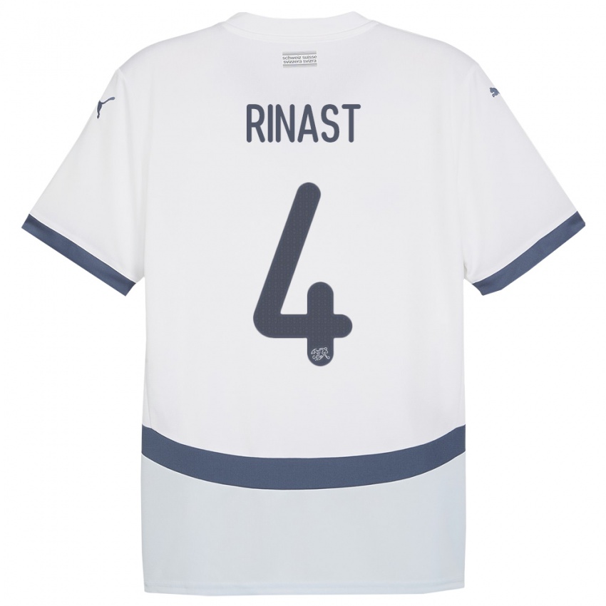 Hombre Camiseta Suiza Rachel Rinast #4 Blanco 2ª Equipación 24-26 La Camisa Chile